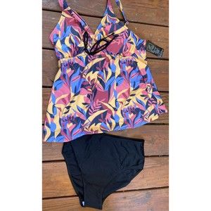 Bikinx Floral Tankini Two Piece Swimsuit Size Large NWT